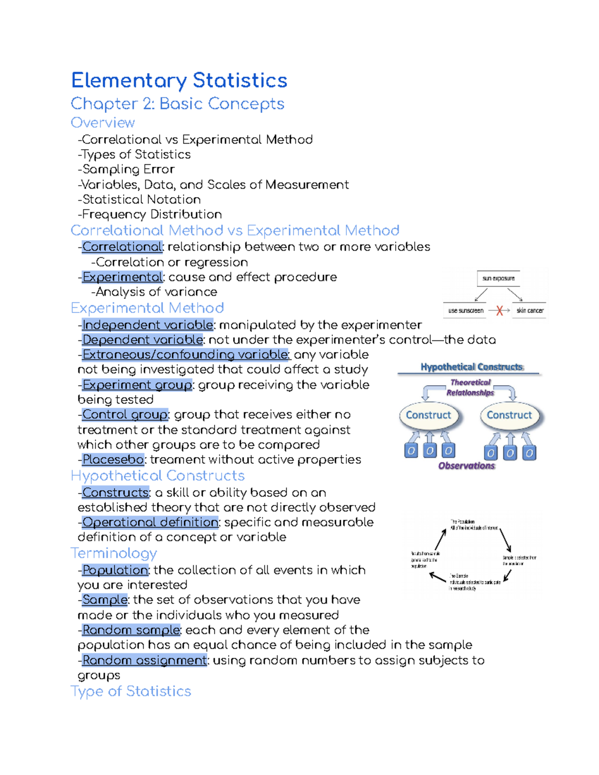 PSYC 301 Chapter 2: Basic Concepts - Elementary Statistics Chapter 2 ...