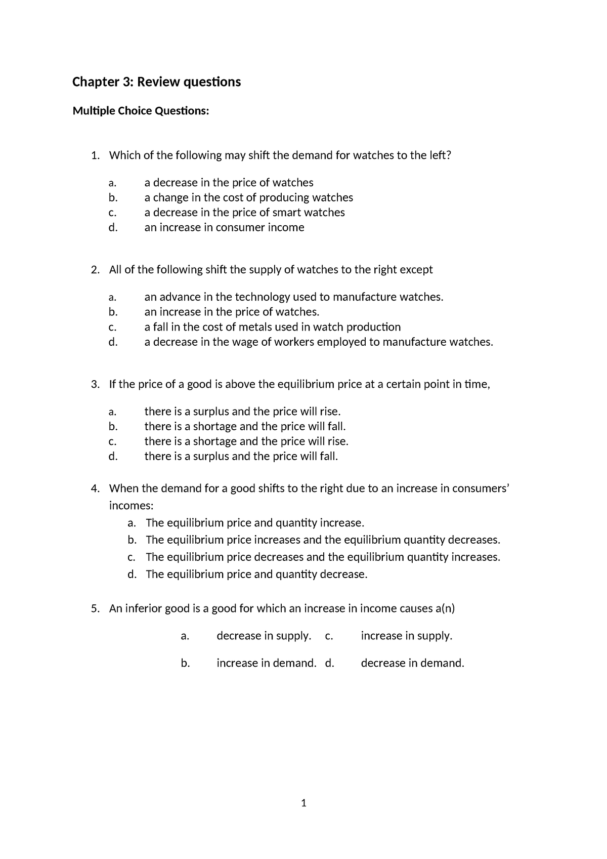 Chapter 3 Review Questions - Chapter 3: Review Questions Multiple ...