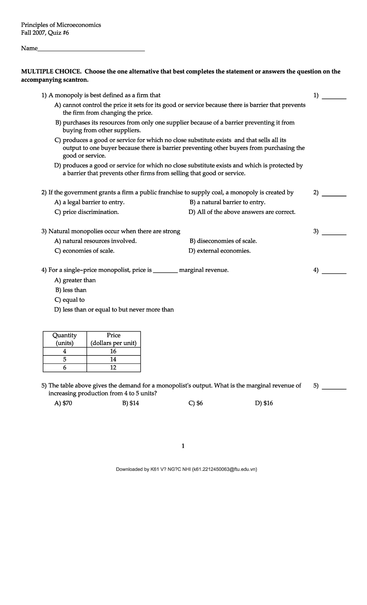 multiple choice test - Microeconomics 2 - Studocu