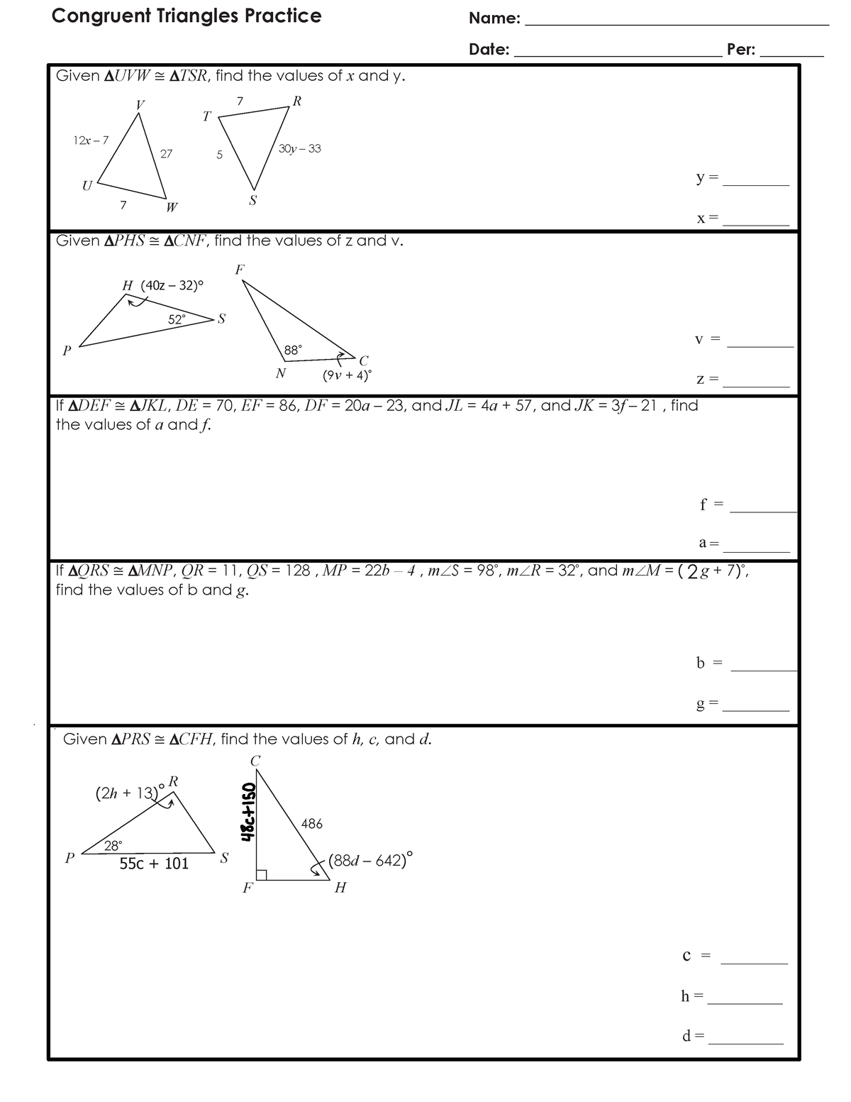 Pokmon Congruent Triangle Coloring Activity-1 - Given ''UVW ؆ 'TSR ...