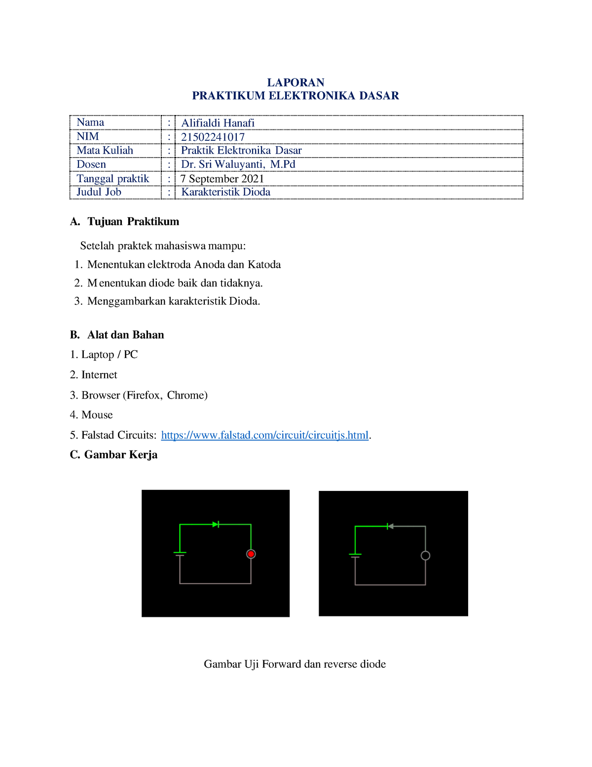 Laporan Praktikum Elektronika Dasar Karakteristik Dioda - LAPORAN ...