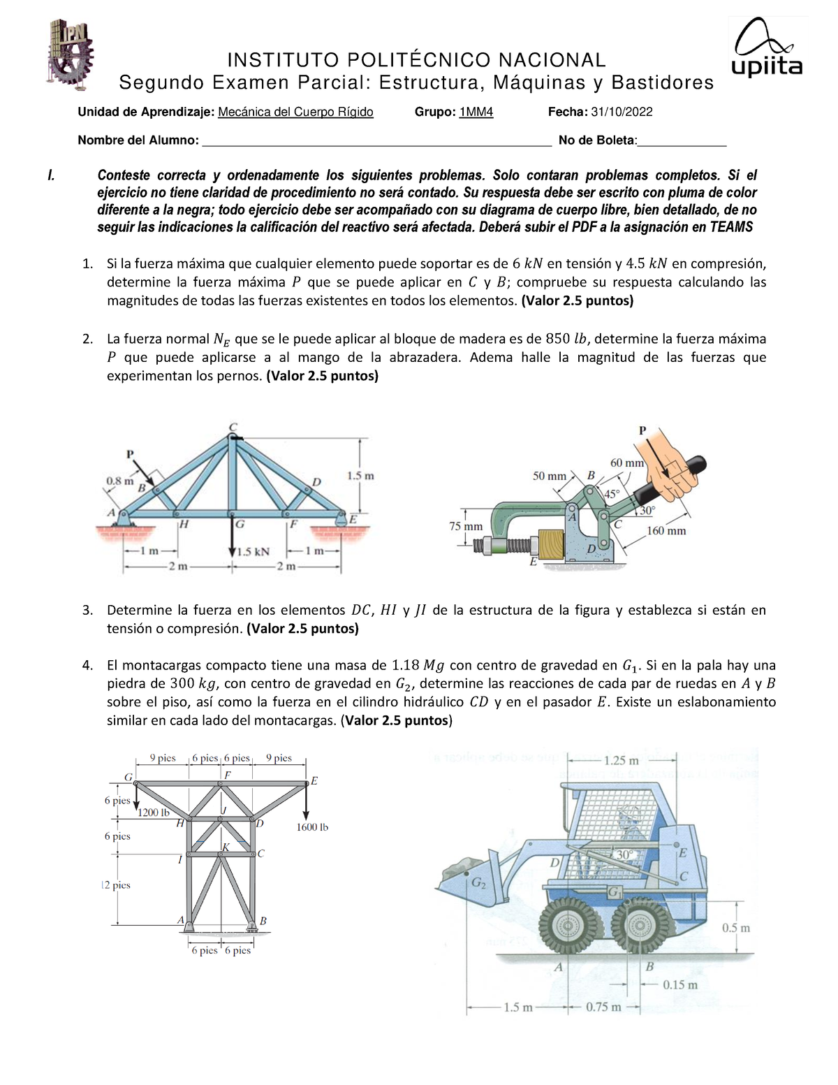 Examen 2 MCR-Estructuras B - INSTITUTO POLITÉCNICO NACIONAL Segundo ...