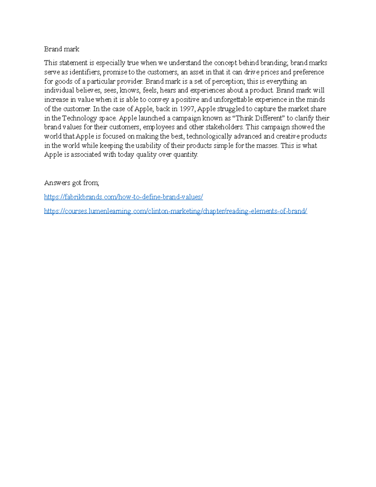 Brand mark - Notes - Brand mark This statement is especially true when ...