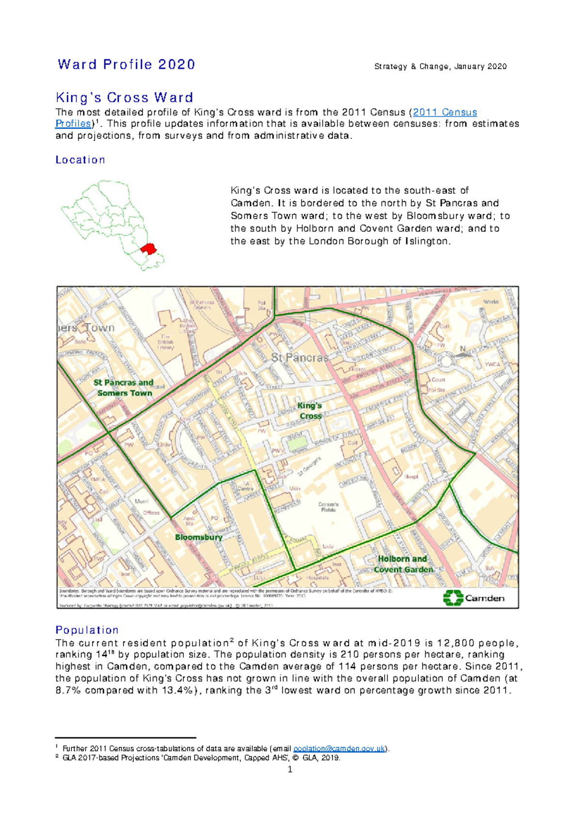 King s Cross Ward Profile Jan-20 - Ward Profile 2020 Strategy & Change ...