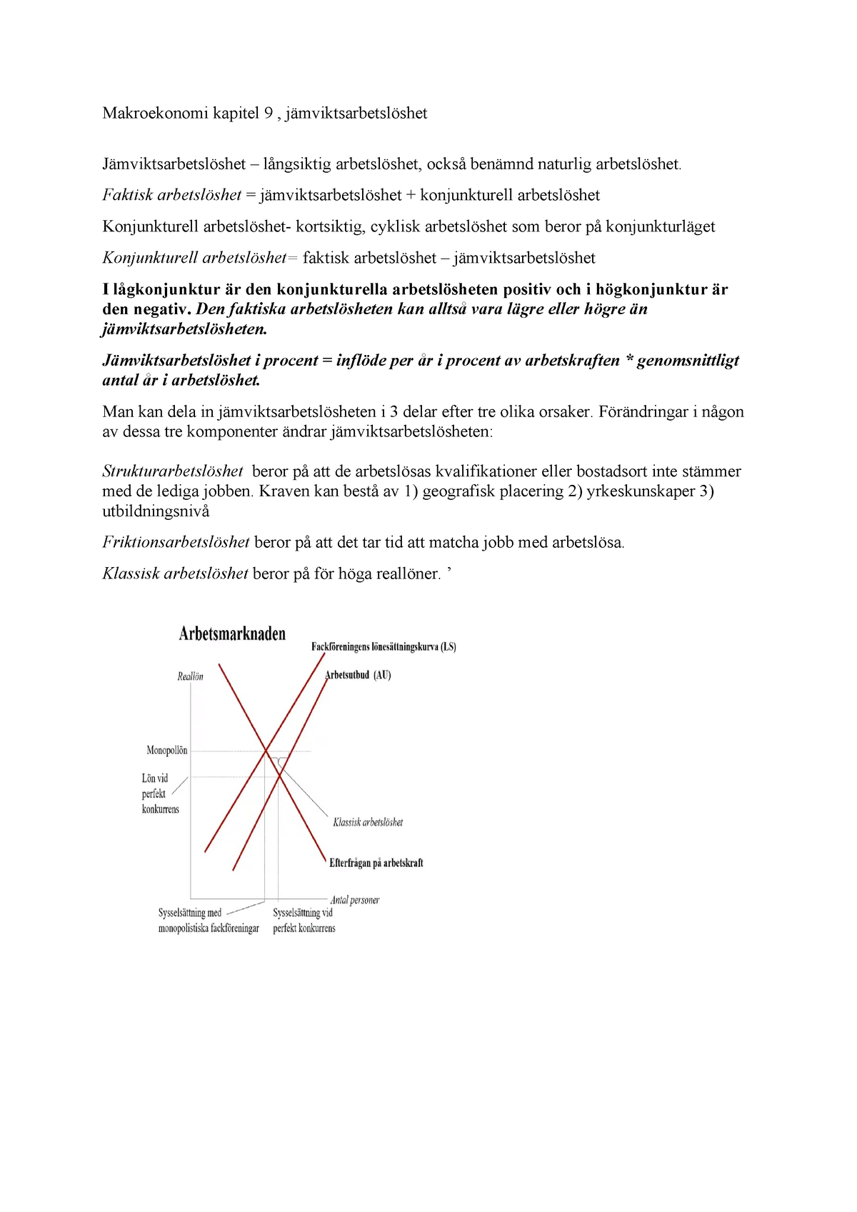 Makroekonomi Kapitel 9 Jämnviktsarbetslöshet - Makroekonomi Kapitel 9 ...