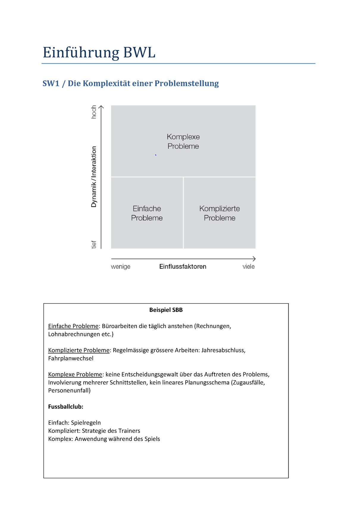 Einfuehrung BWL - Einfü Hrüng BWL SW1 / Die Komplexit‰t Einer ...