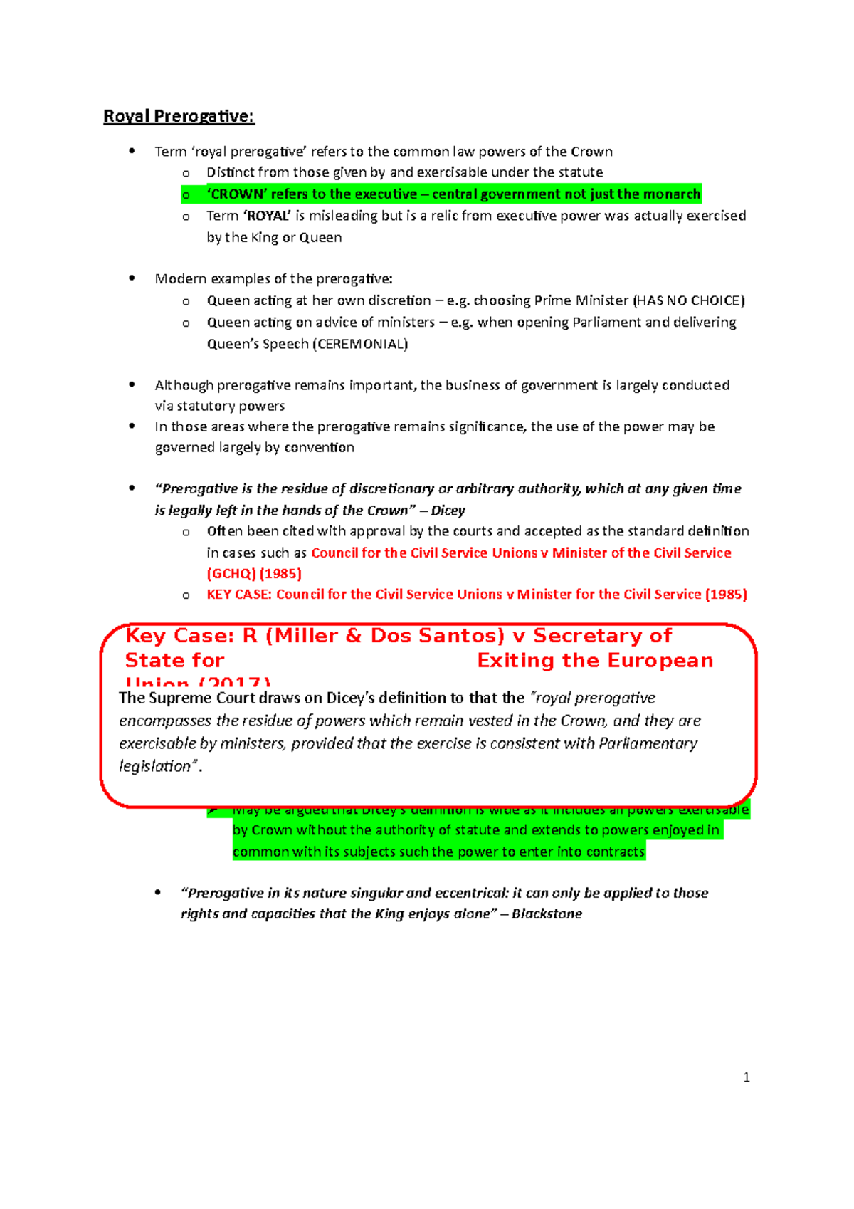 Public Law - Royal Prerogative - Royal Prerogative: Term ‘royal ...
