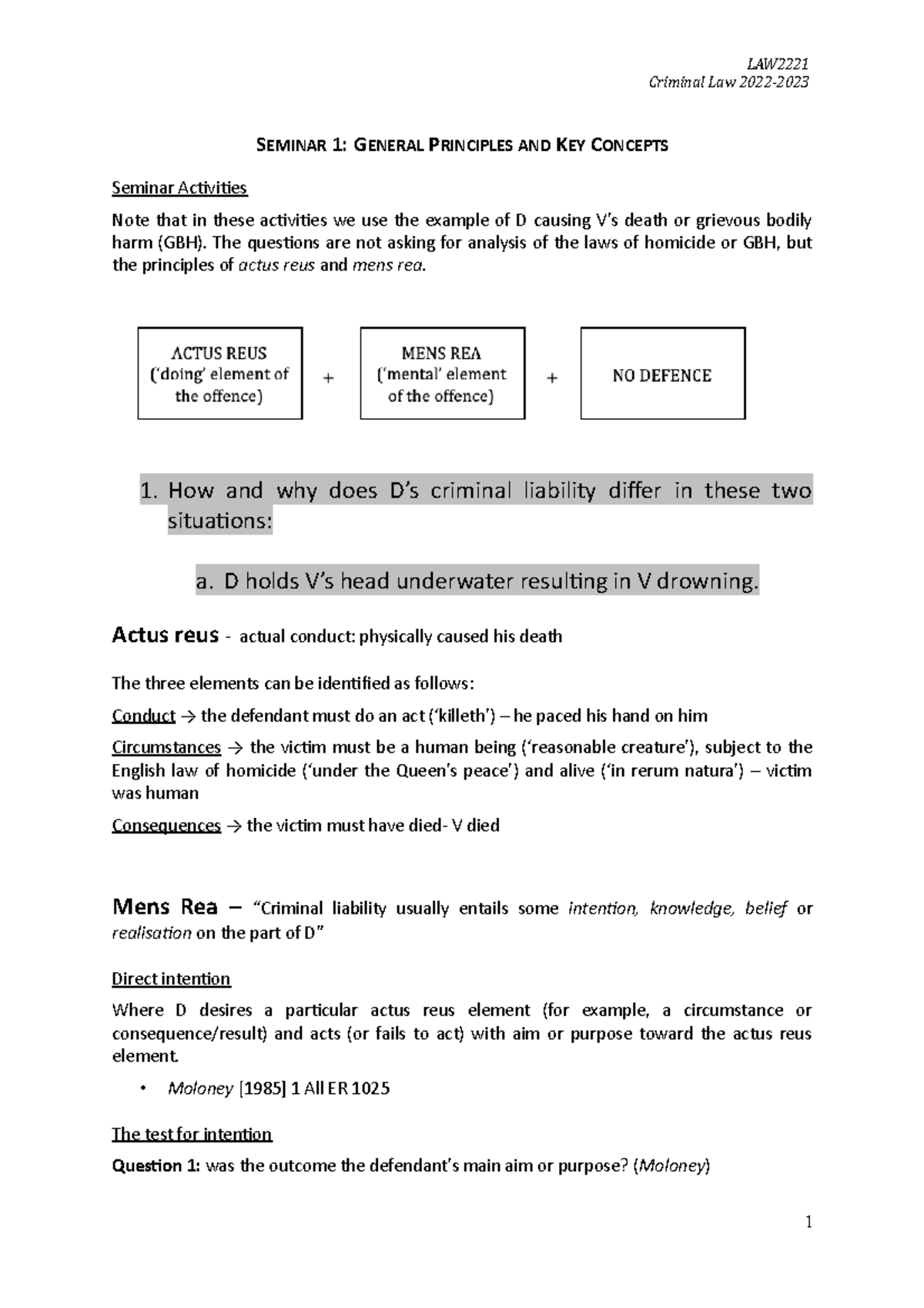 Seminar 1 General Principles and Key Concepts - Criminal Law 2022 ...