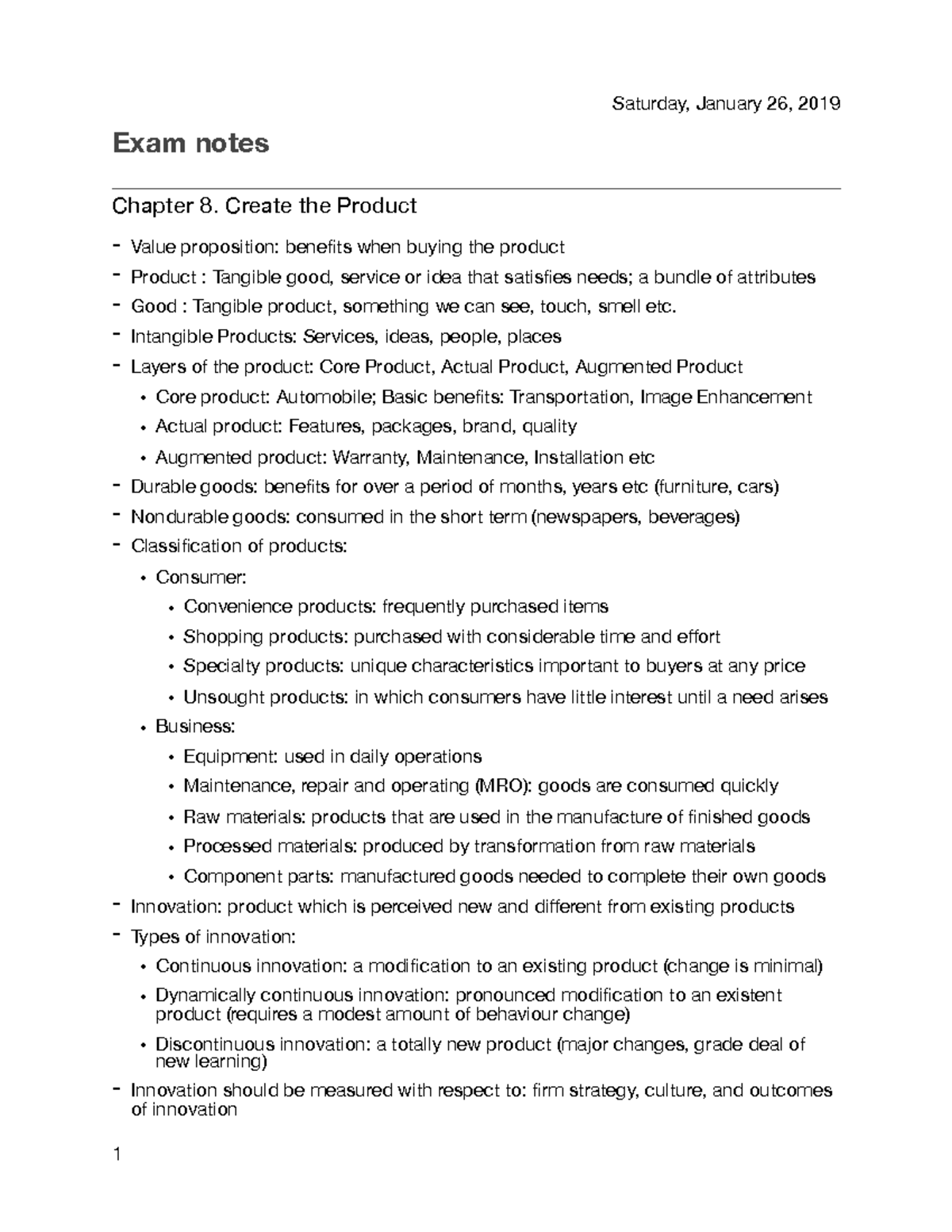 Marketing Notes - Saturday, January 26, 2019 Exam notes Chapter 8 ...