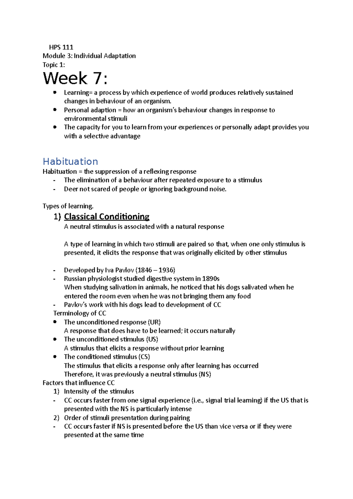 Module 3 - HPS 111 Module 3: Individual Adaptation Topic 1: Week 7 ...