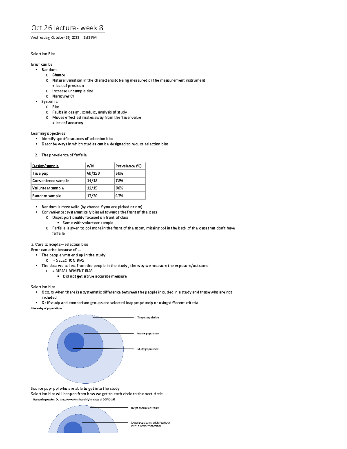 HSCI Week 8 Notes - Oct 26 Lecture- Week 8 Wednesday, October 26, 2022 ...