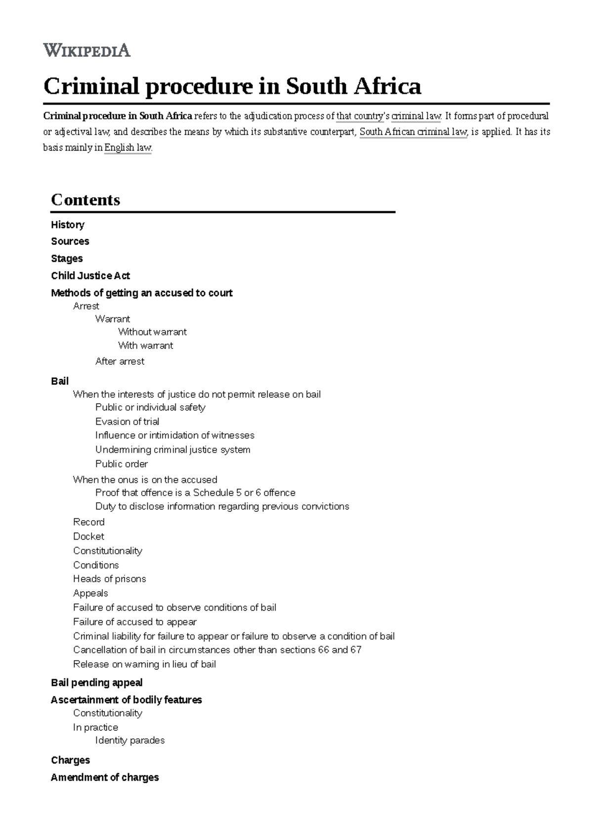 Criminal procedure in South Africa - It forms part of procedural or ...