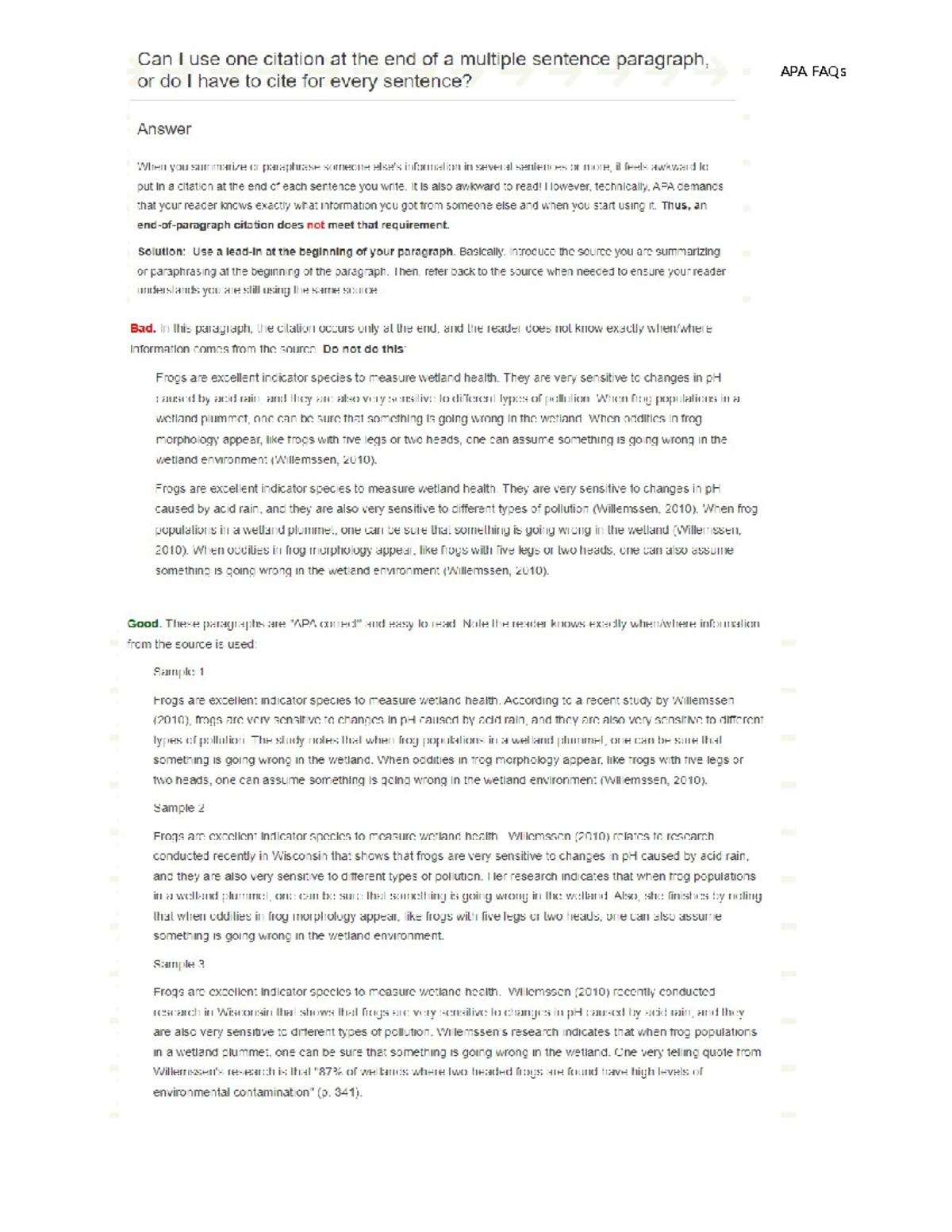 APA citing at the end of sentence - NURs 115 - APA FAQs - Studocu