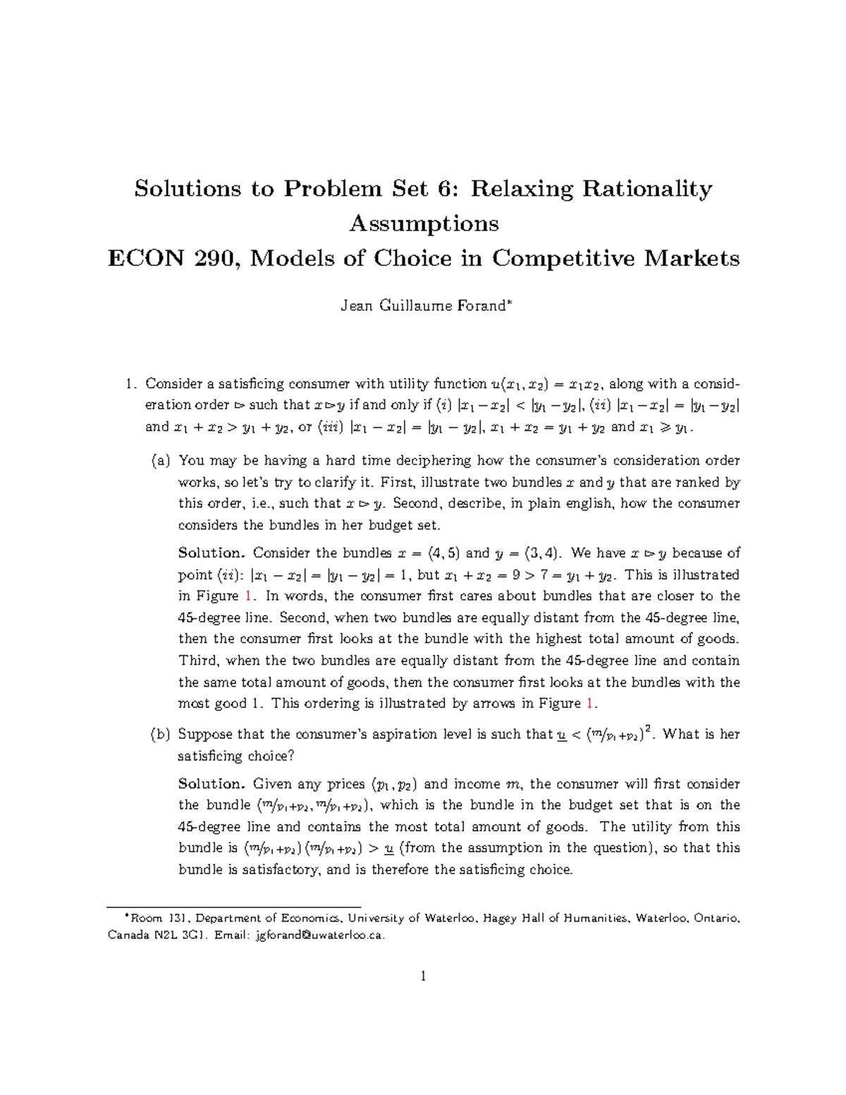 Sol-PS6-290 - Answer - Solutions To Problem Set 6: Relaxing Rationality ...