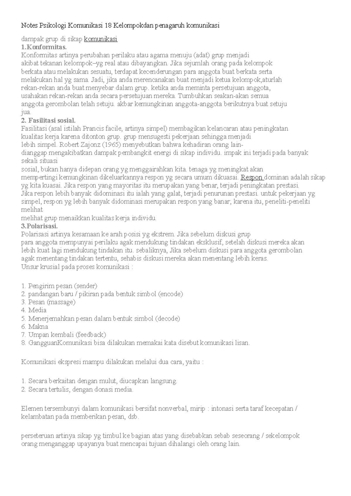 Notes Psikologi Komunikasi 18 Kelompokdan penagaruh komunikasi