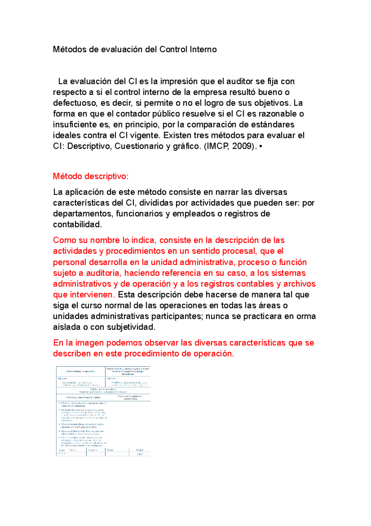 Métodos de evaluación del Control Interno Jun - Métodos de evaluación ...