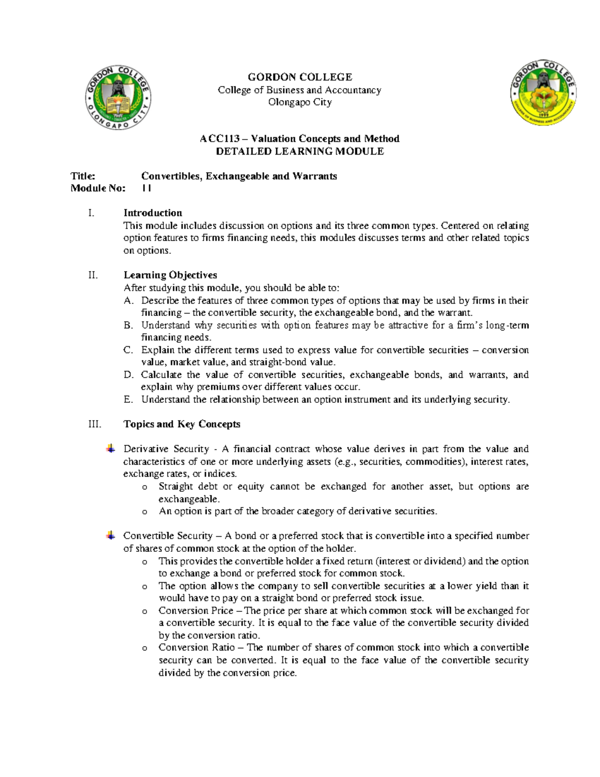 488716974 Valuation Concepts Module 12 Pdf Gordon College College Of