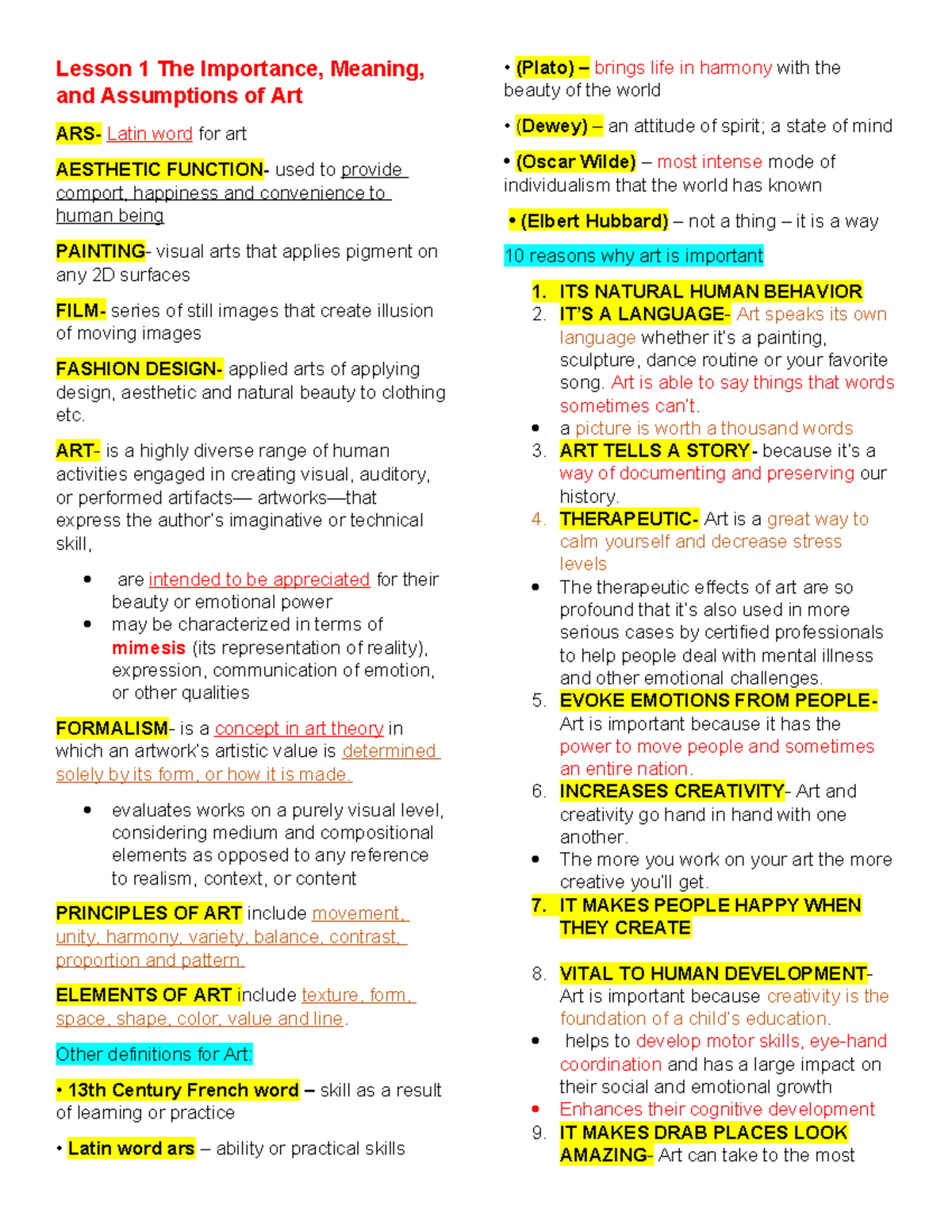 ARTS Midterm Lesson 1 The Importance Meaning And Assumptions Of 