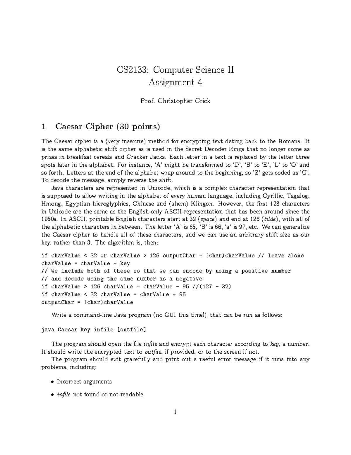 CS2 Assignment 4 - CS2133: Computer Science II Assignment 4 Prof ...