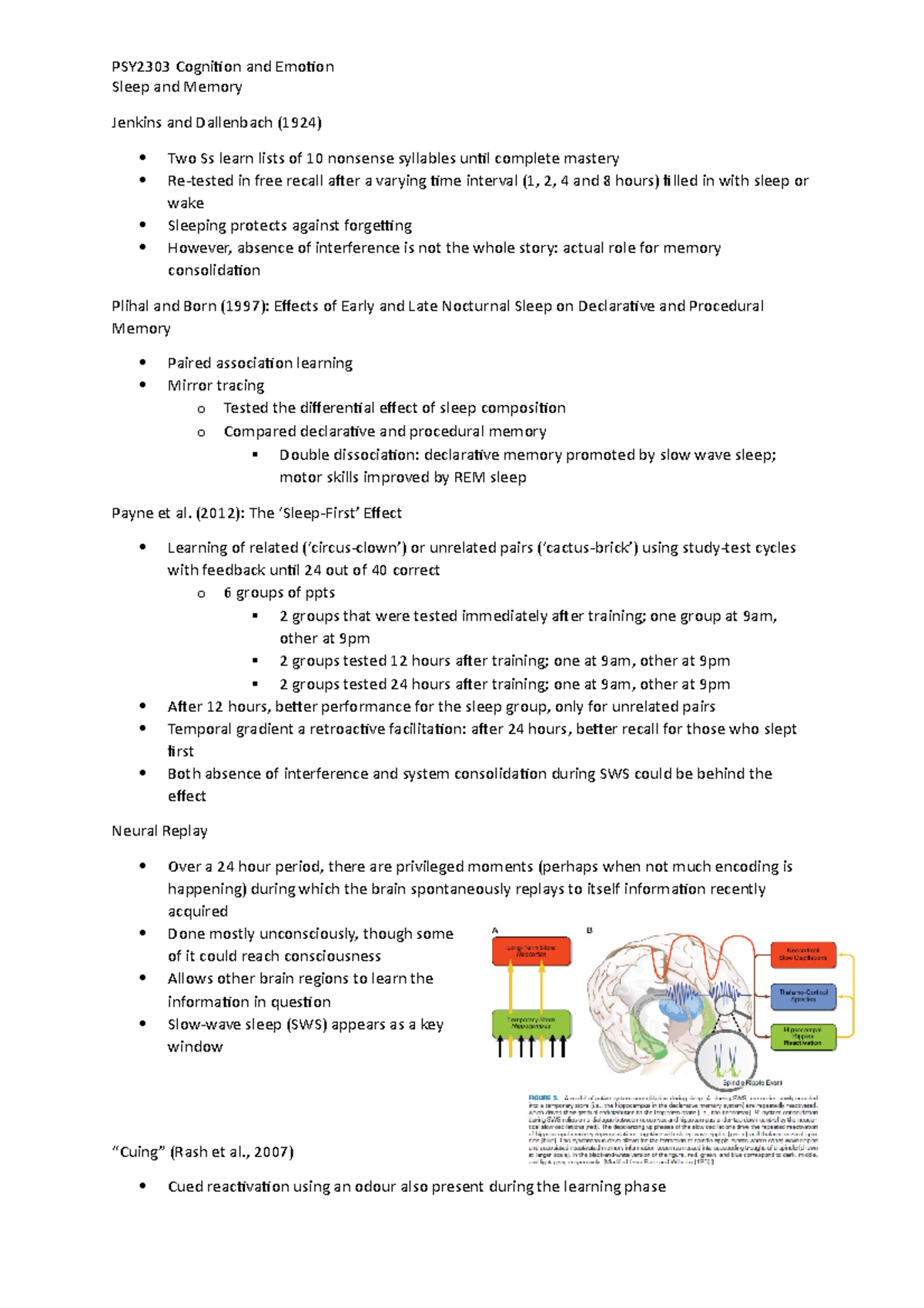 Week 8-10 Sleep and Memory - Sleep and Memory Jenkins and Dallenbach ...