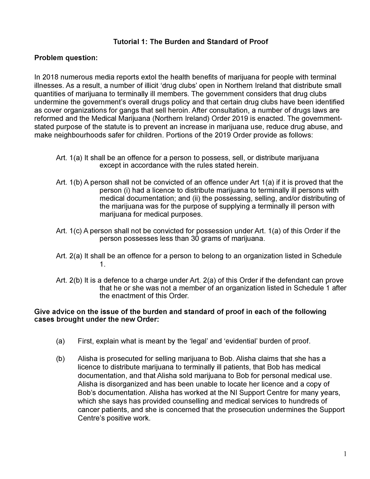 1. Burden Of Proof Tutorial Guide Outline-1 - Tutorial 1: The Burden ...