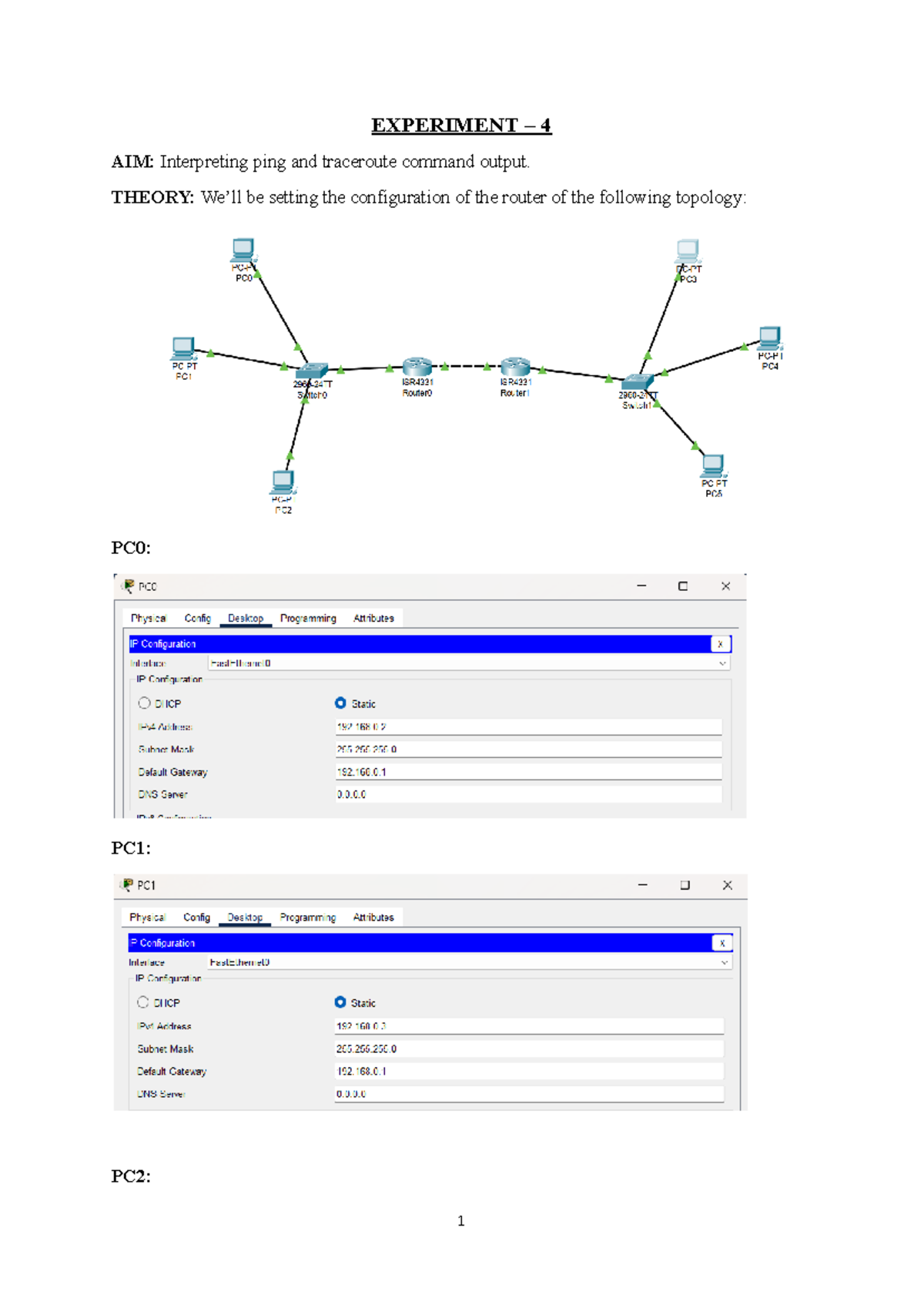 Experiment 4 - EXPERIMENT – 4 AIM: Interpreting ping and traceroute ...