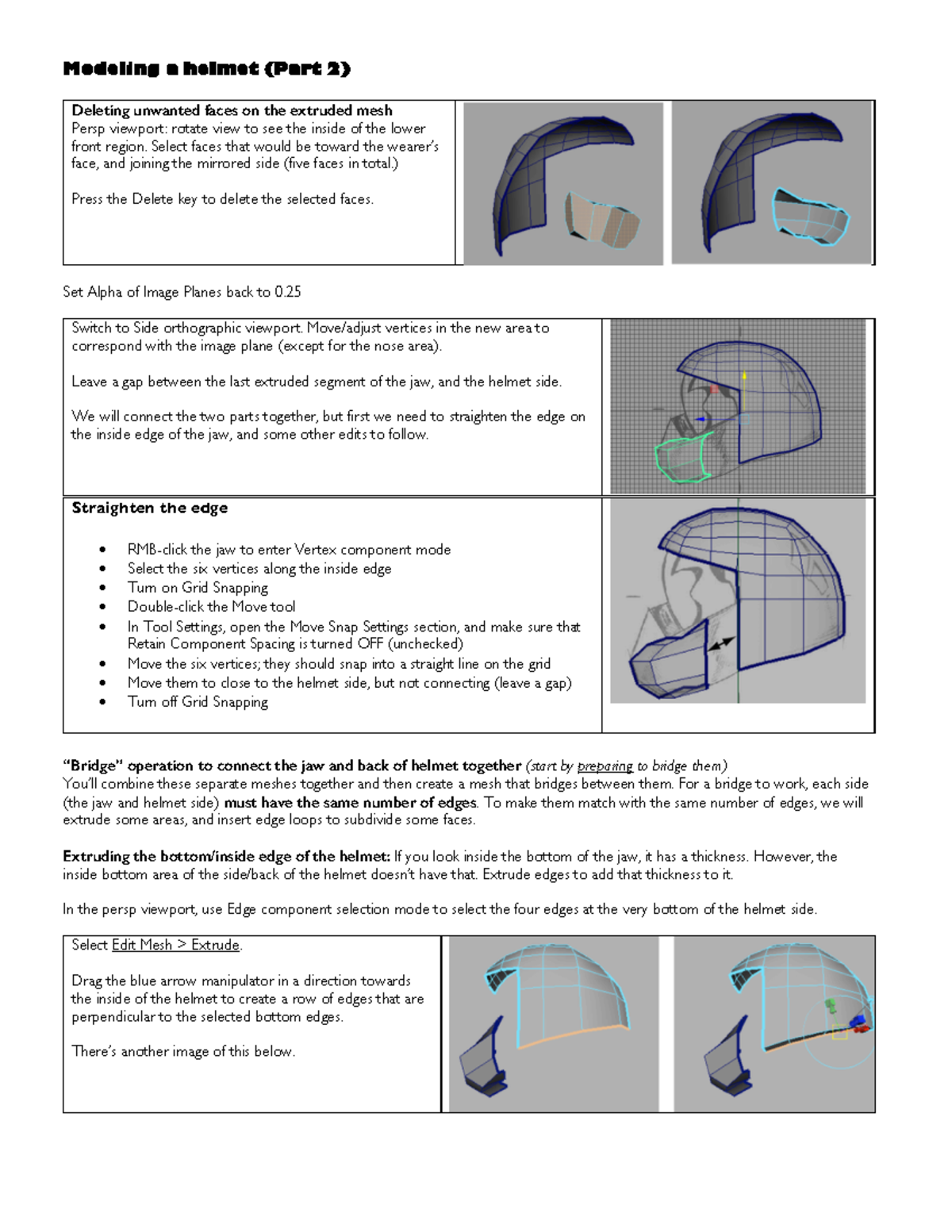 Helmet FA2022 Part2 Notes Modeling A Helmet Part 2 Deleting 