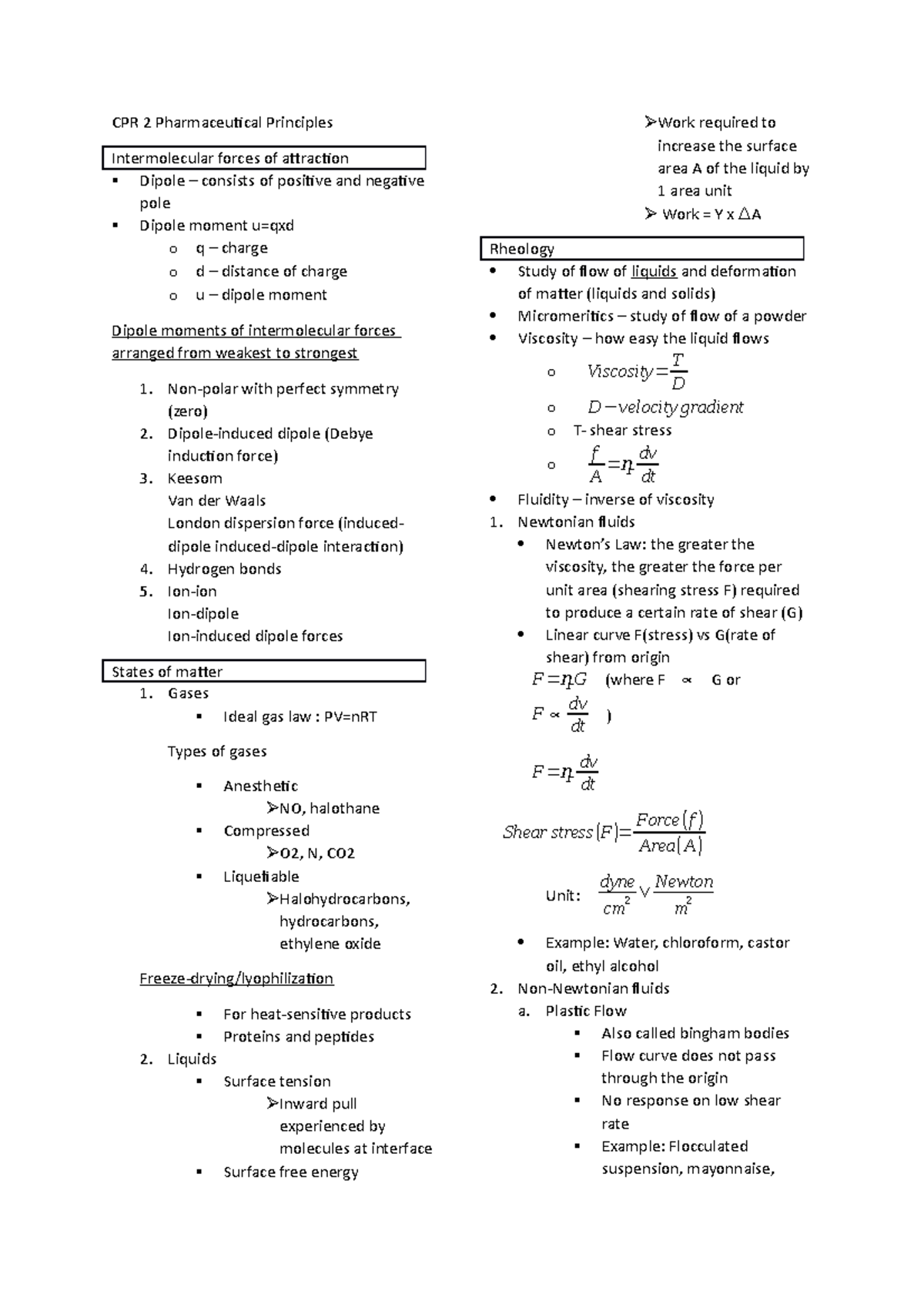 CPR2 Pharmaceutical Principles - CPR 2 Pharmaceutical Principles ...