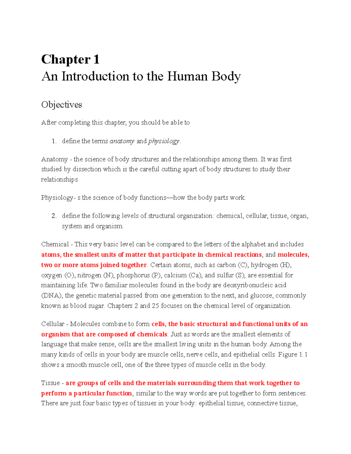 A&P Chapter 1 - Chapter 1 An Introduction to the Human Body Objectives ...