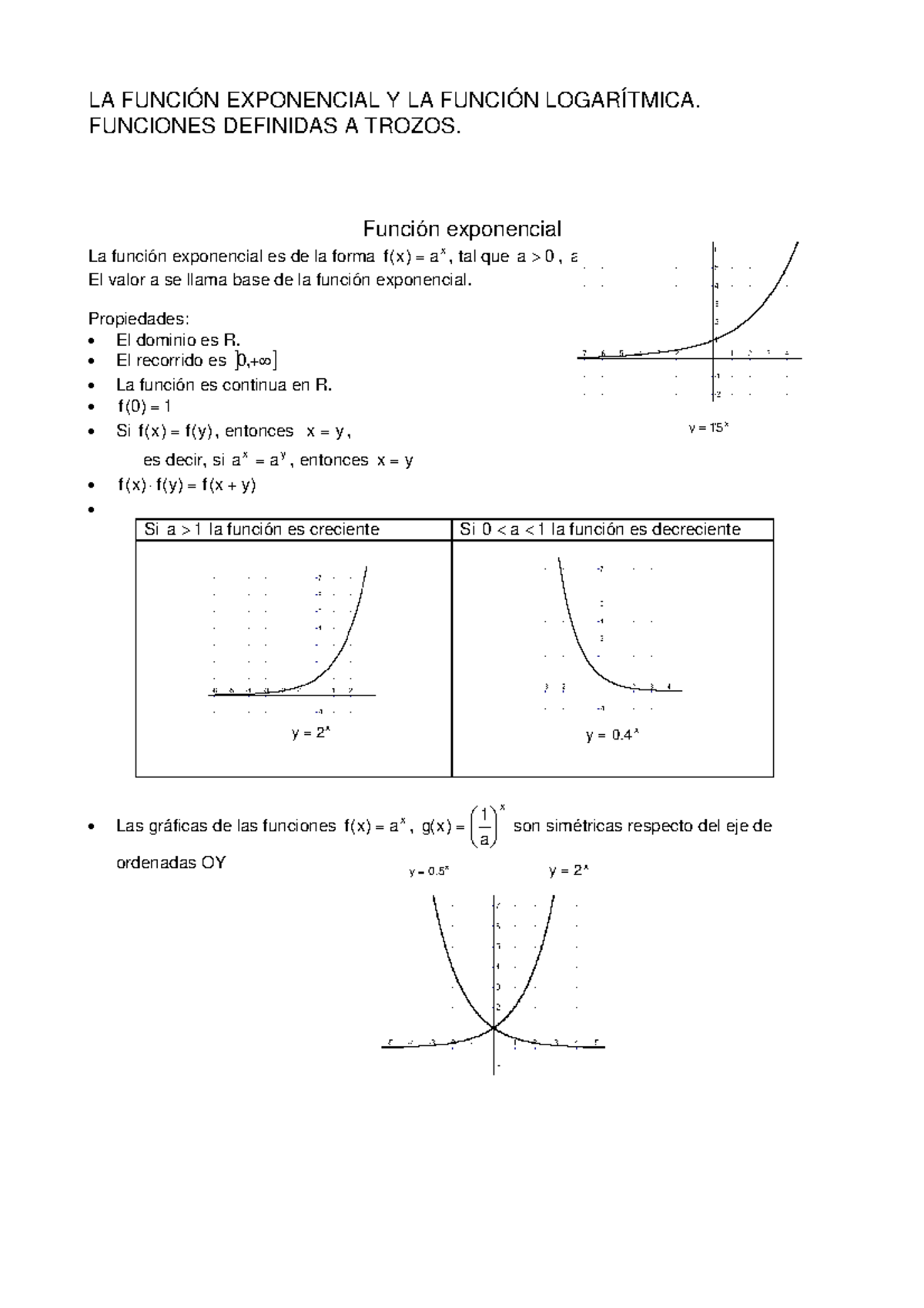 Funcion Exponencial Y Logaritmica 1 682955 - LA FUNCIÓN EXPONENCIAL Y ...