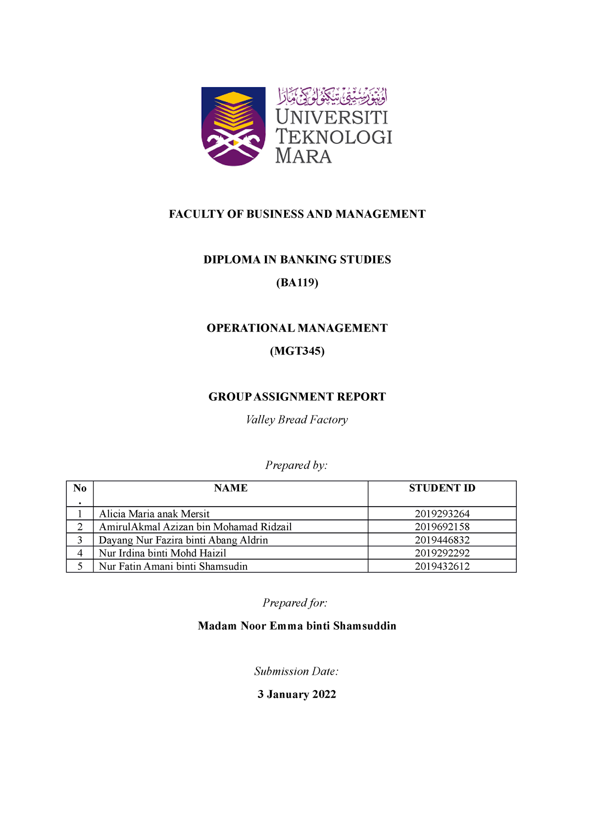 mgt345 group assignment report