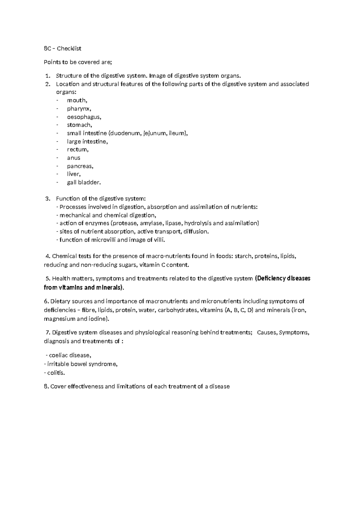 8C checklist - 8C – Checklist Points to be covered are; 1. Structure of ...