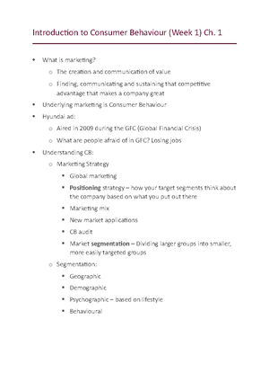 Mktg1204 Notes (week 7-12) - Week 7 - Evaluating And Selecting ...