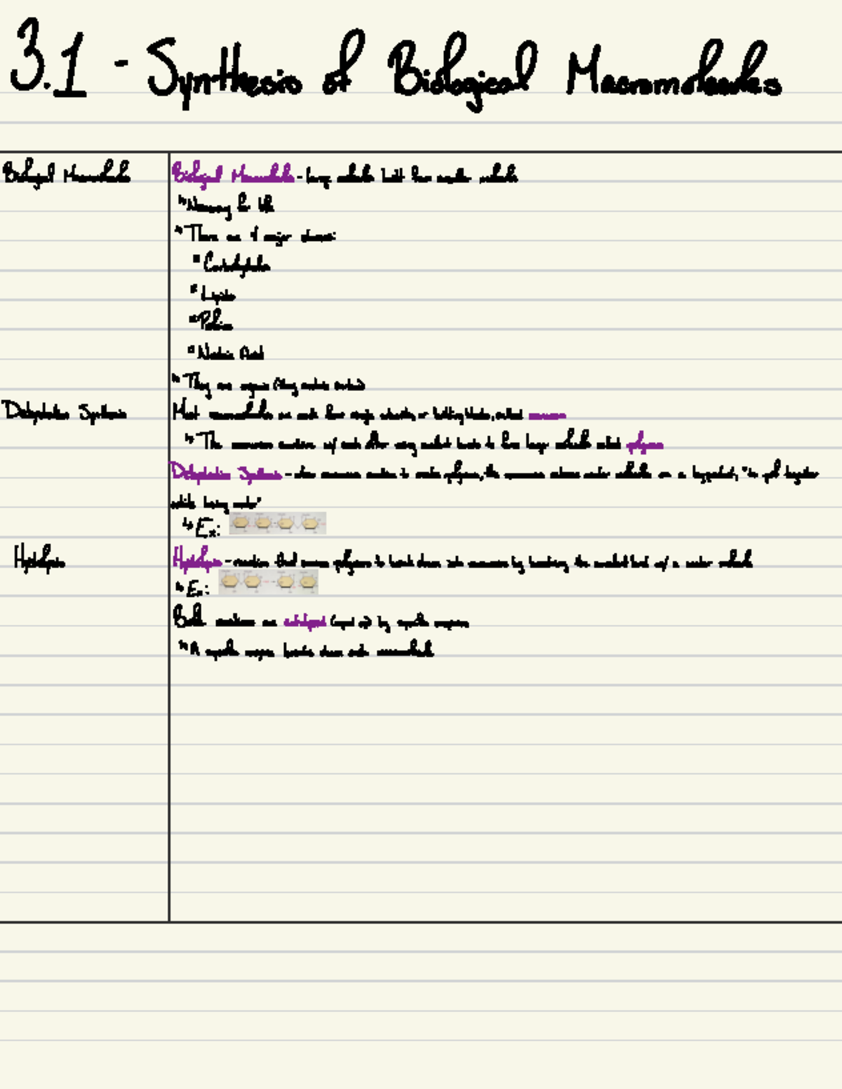 Ch. 3 Biological Macromolecule 3. 1 Synthesis of Biological