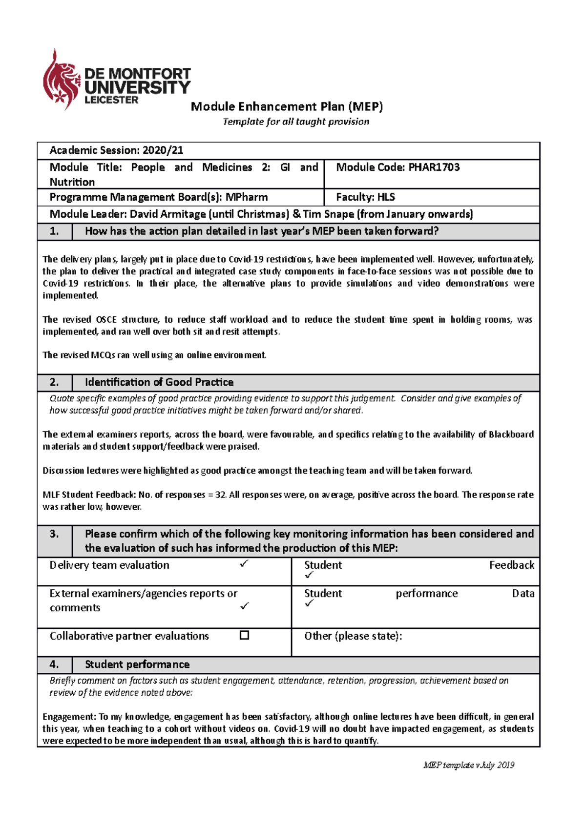 pharmacy notes - pharmacy - Module Enhancement Plan (MEP) Template for ...