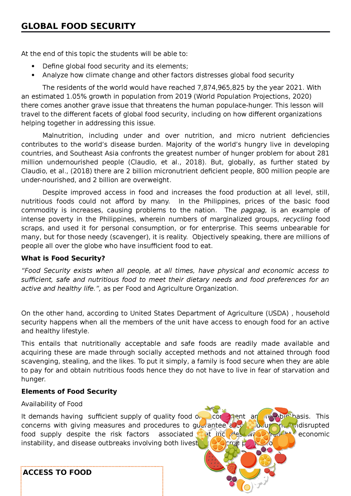food security challenges essay