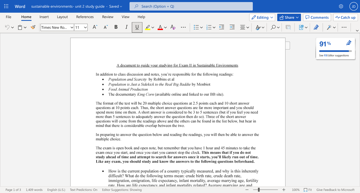 Sustainable environments- unit 2 study guide - In addition to class ...
