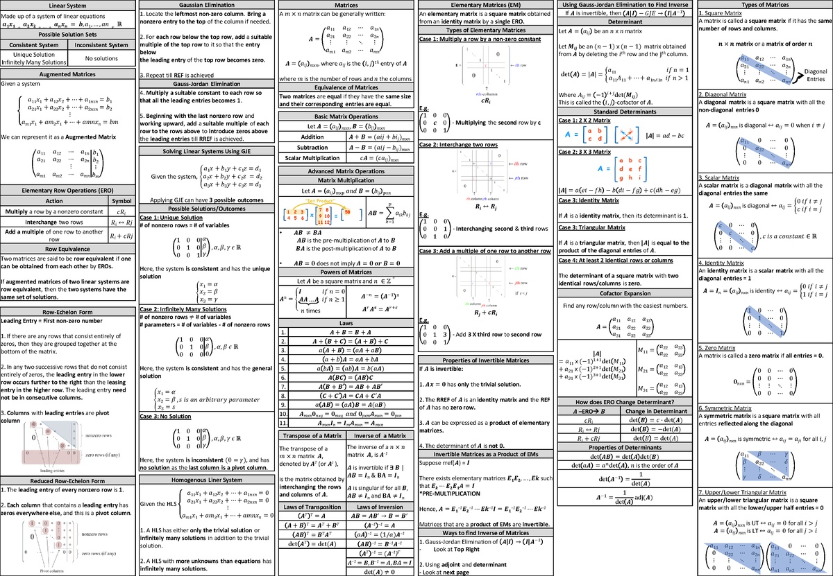 Ma1101r-cheatsheet-midterms - MA2001 - NUS - Studocu