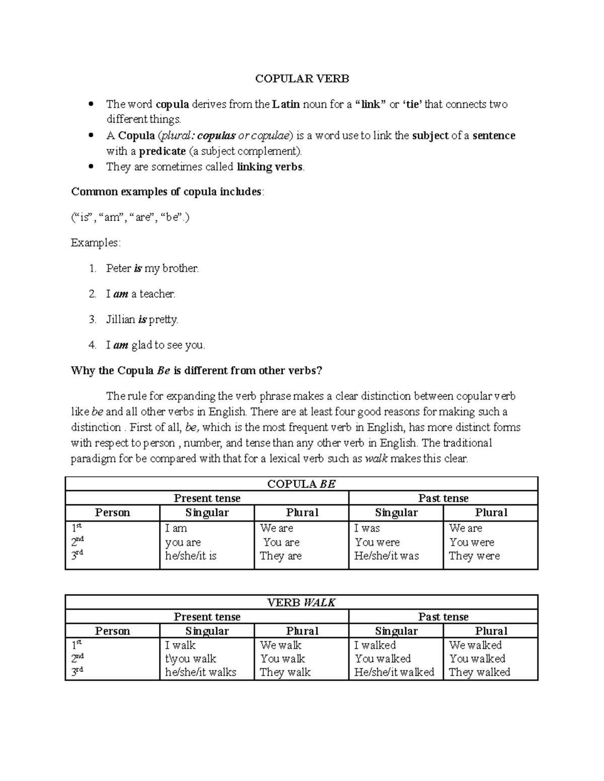 Copular Verb english COPULAR VERB The word copula derives from the