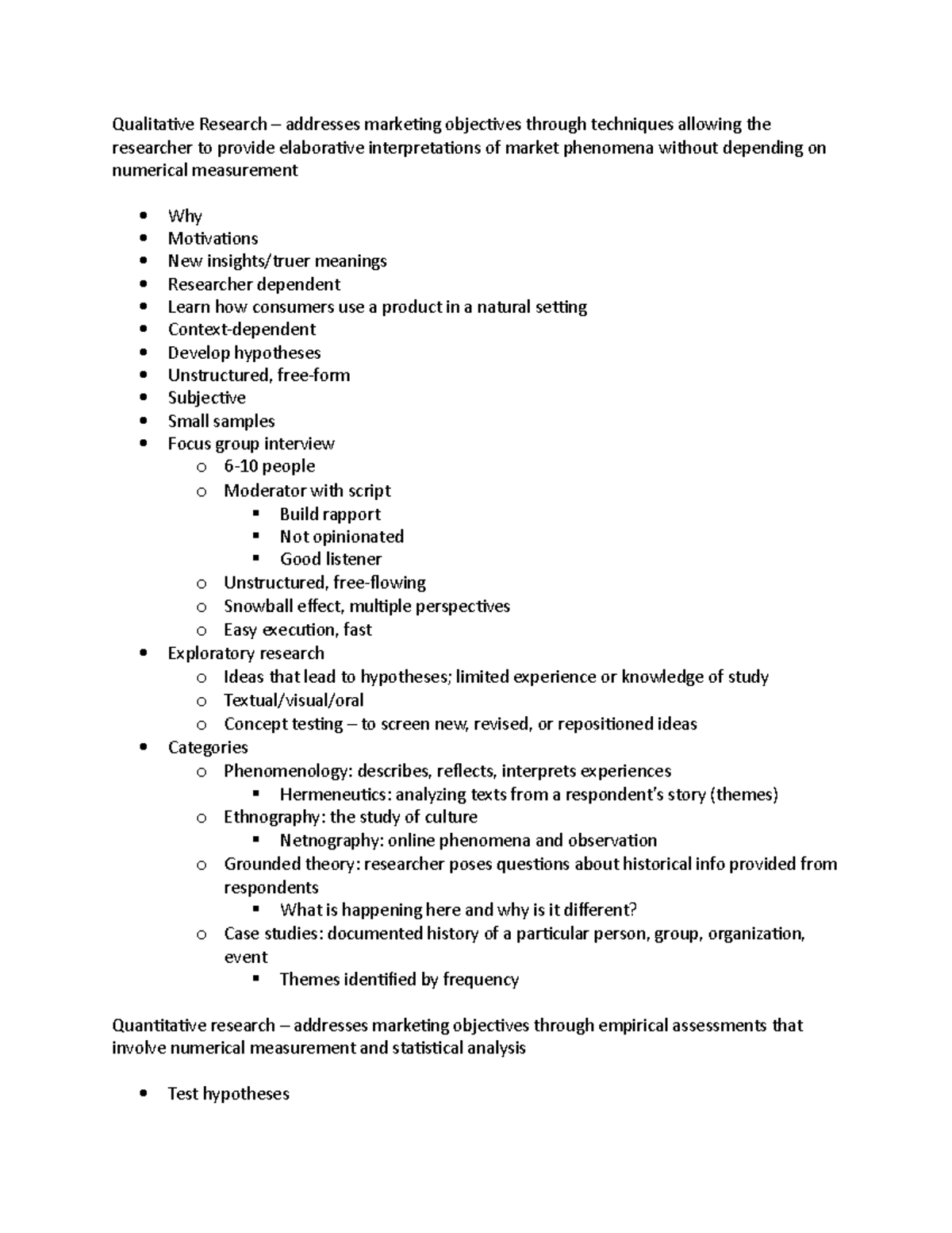 Qualitative/Quantitative Research notes - Qualitaive Research ...