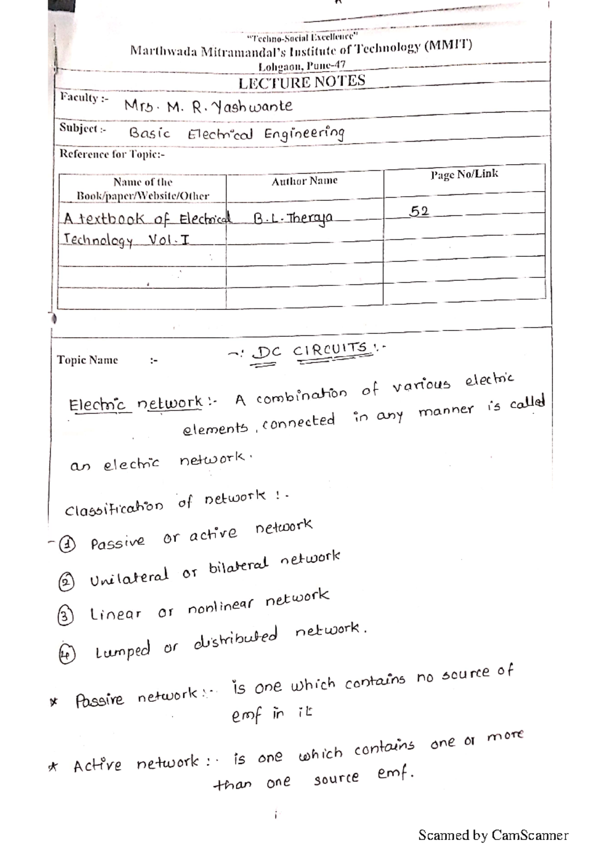 Unit 5 DC circuits - unit 5] - Marthwada Institute of Technology (MMIT ...