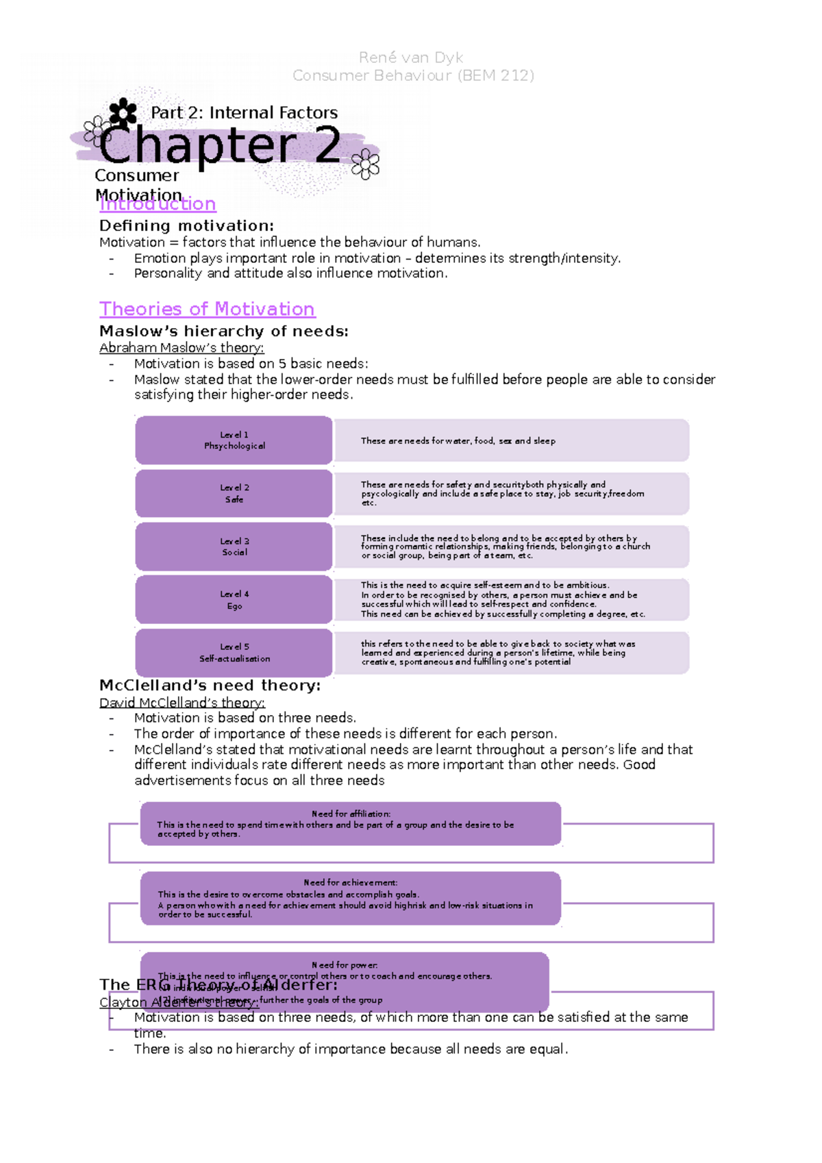 Chapter 2 - Part 2: Internal Factors Chapter 2 Consumer Motivation ...