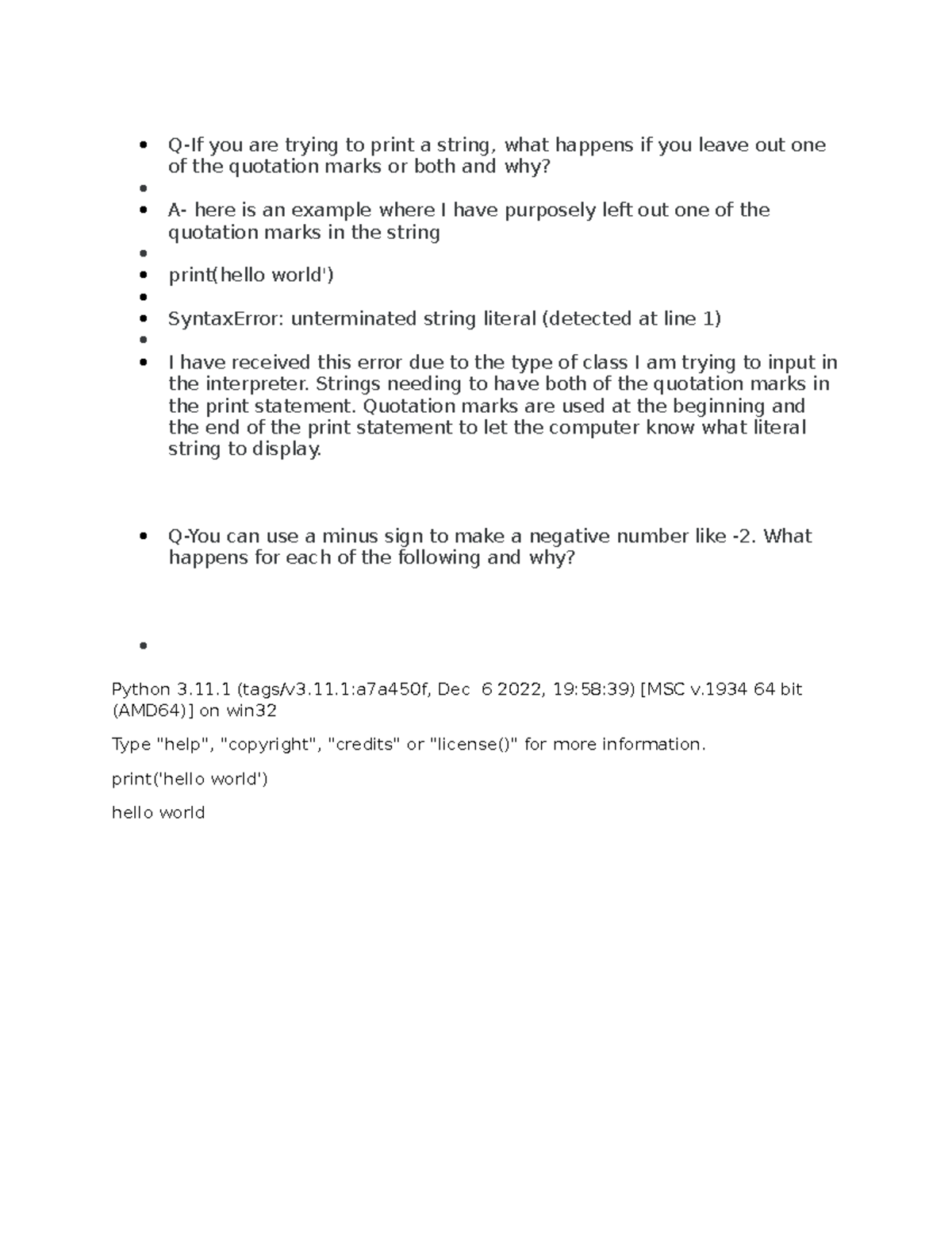 Assignment Unit 1 Q If You Are Trying To Print A String What Happens Assignment Unit 1 Q If You Are Trying To Print A String What Happens