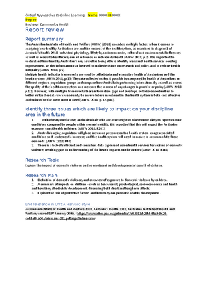 Report template - CURR 3021 - UniSA - Studocu