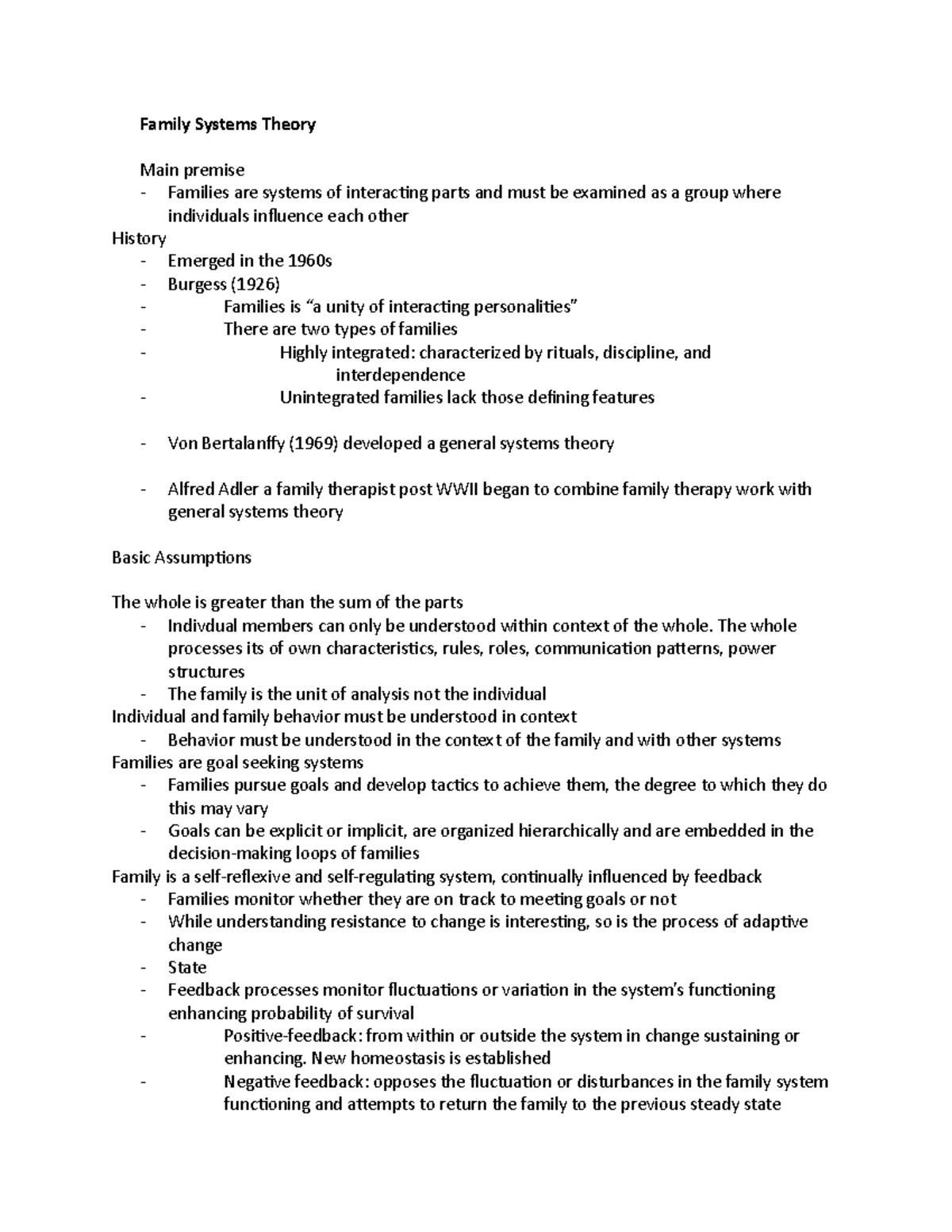 HDFS 436 Exam 2 - Family Systems Theory Main premise Families are ...
