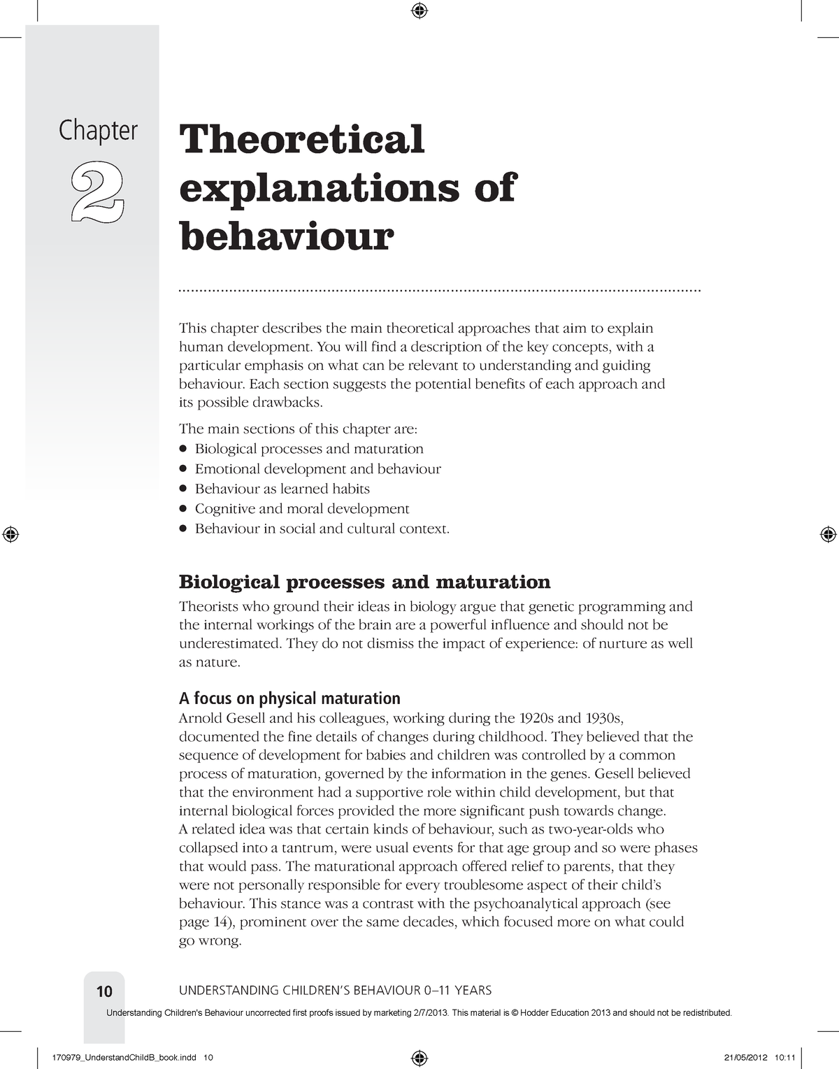 Theoretical Perspectives Of Behaviour - 10 UNDERSTANDING CHILDREN’S ...