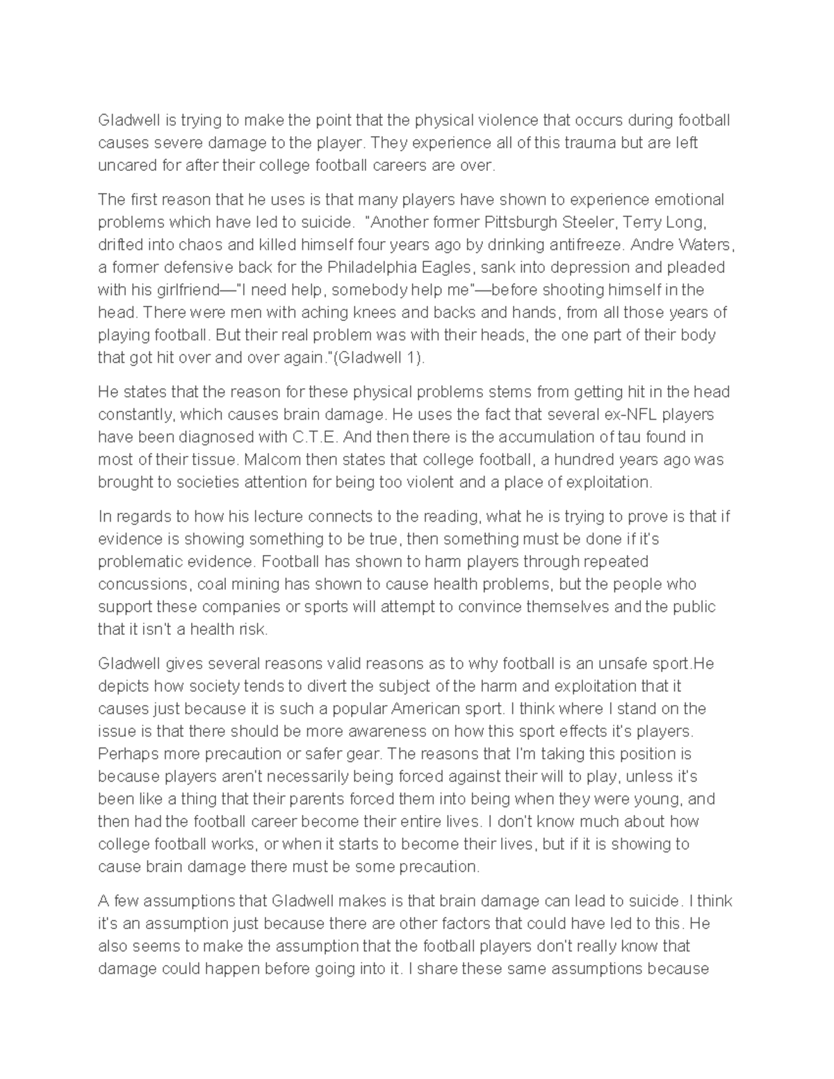 D3 Notes Gladwell is trying to make the point that the physical