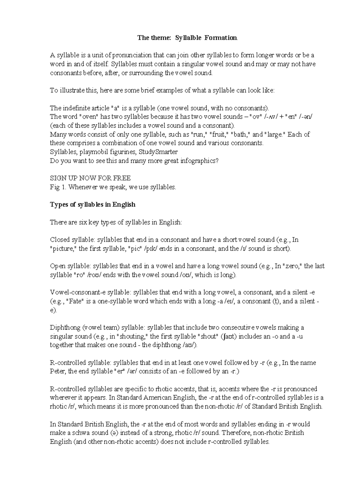 Syllables Formation, Devision - The theme: Syllalble Formation. A ...
