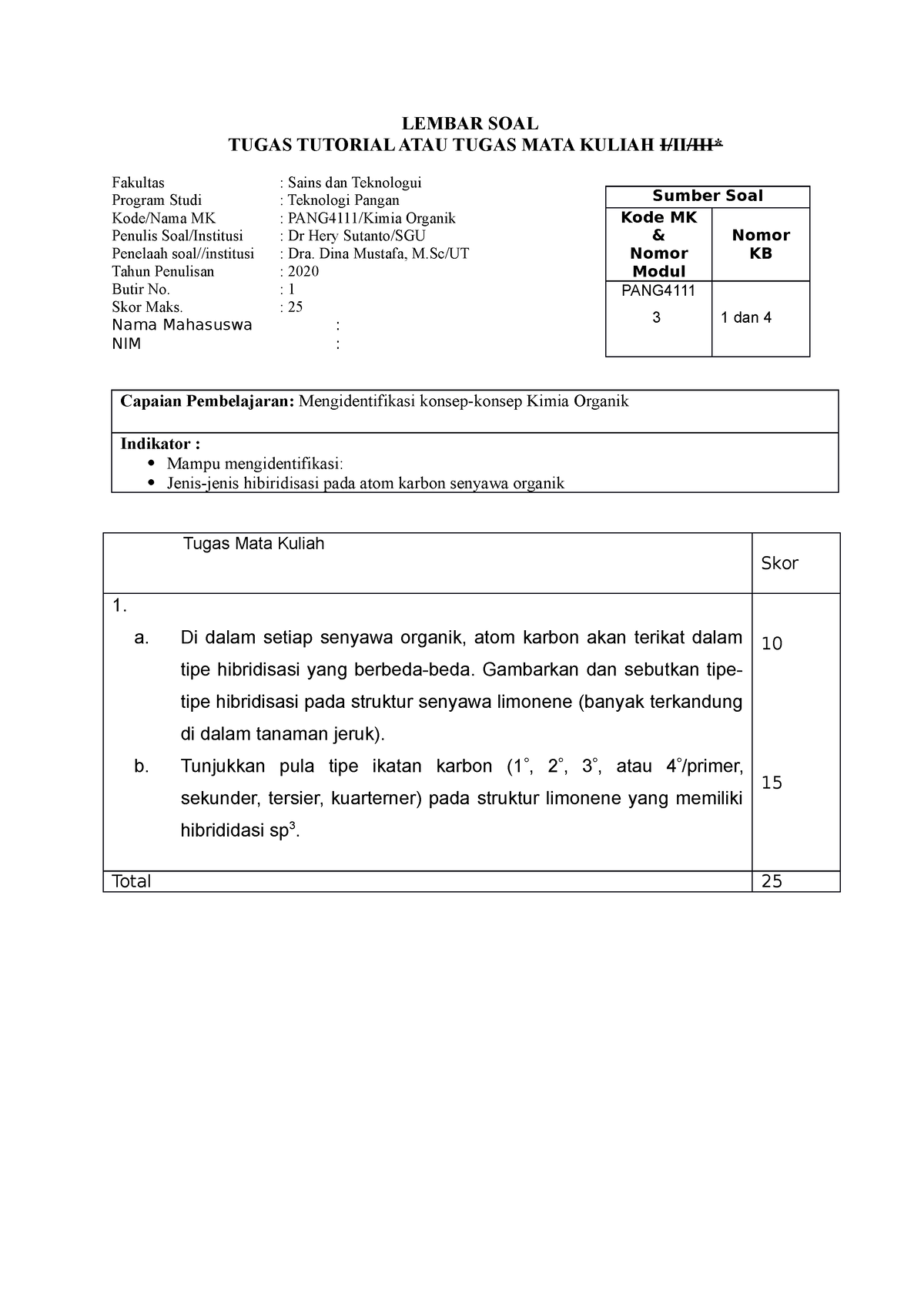 Lembar SOAL Tugas 2 - TUGAS TUTORIAL ATAU TUGAS MATA KULIAH I/II/III ...