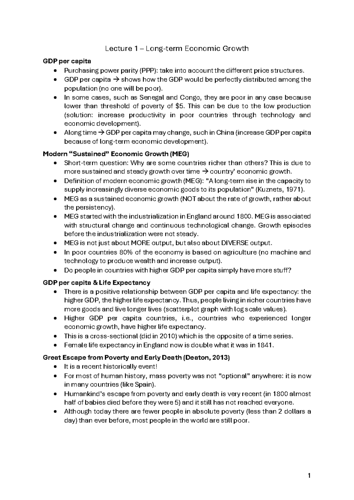 Economic History - Midterm Exam Preparation (2024) - Lecture 1 – Long ...